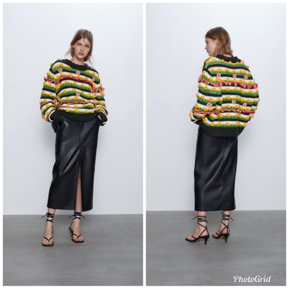 Zara Floral Chunky Knit Sweater
